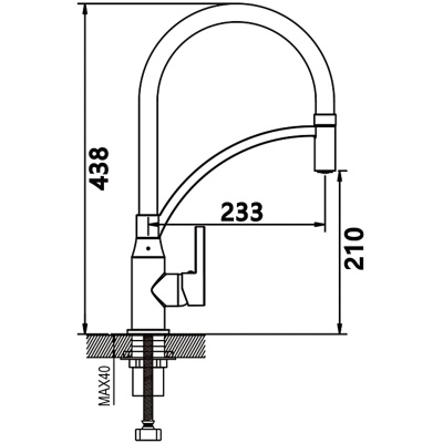 Смеситель для кухни Shevanik S643H-3 гибкий излив, черный