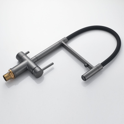 Смеситель для кухни Shevanik S178T с подключением фильтра питьевой воды, оружейная сталь