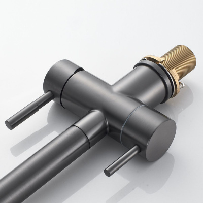 Смеситель для кухни Shevanik S468T с подключением фильтра питьевой воды, SUS304, оружейная сталь