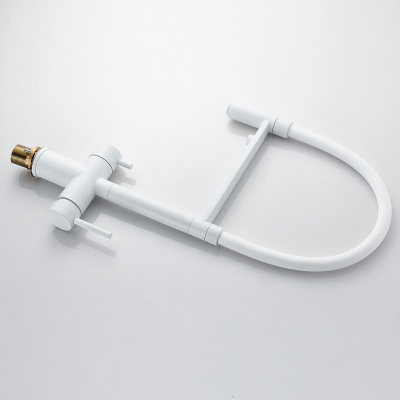 Смеситель для кухни Shevanik S178C с подключением фильтра питьевой воды, белый