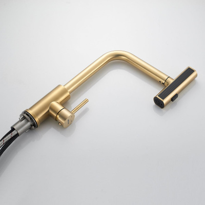 Смеситель для кухни Shevanik S263G вытяжной излив, золото