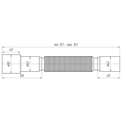 Слив гофрированный АНИ Пласт K406 40х40/50