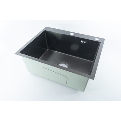Мойка для кухни врезная Fmark FSC5545Q графит из нержавеющей стали, 55*45 см с сифоном