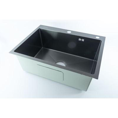 Мойка для кухни врезная Fmark FSC6045Q графит из нержавеющей стали, 60*50 см с сифоном