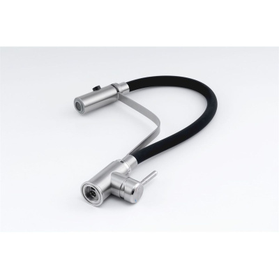 Смеситель для кухни Knotlor StreamLine SS-07 из нержавеющей стали,с гибким черный изливом