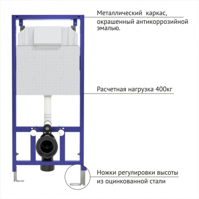 Инсталляция BERGES NOVUM 040265 с двухрежимной кнопкой O5 Soft Touch черная