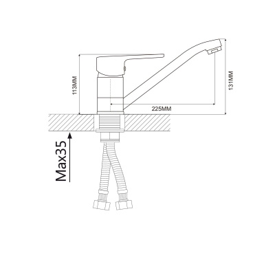 Смеситель для кухни Ammore A5408-C белый-хром