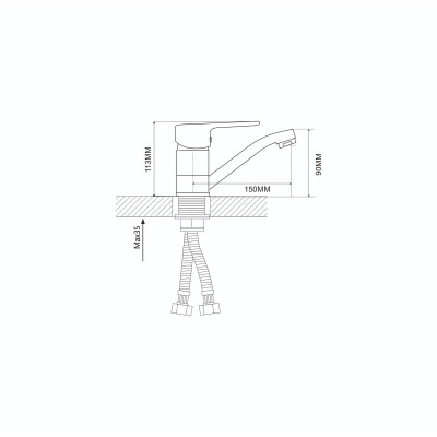 Смеситель для раковины/кухни Ammore A5103-A чёрный