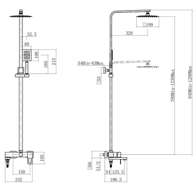 Душевая стойка FASHUN A52417C из нержавеющей стали