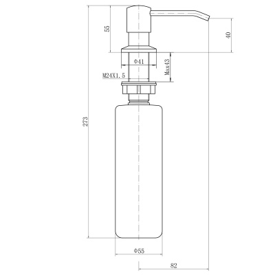 Дозатор для кухонной мойки врезной FASHUN A403-17 графит из нержавеющей стали, 300 мл механический