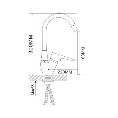 Смеситель для кухни D-Lin D150303-3 с гибким силиконовым изливом белый-хром