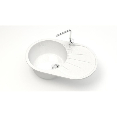 Мойка для кухни врезная BERGG Granit Касандра Z110G31 белая из искусственного мрамора, 73*45 см без сифона