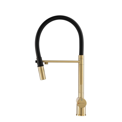 Смеситель для кухни GROSS AQUA 3188611SSMGB Neosteel матовое золото, с подключением к фильтру питьевой воды