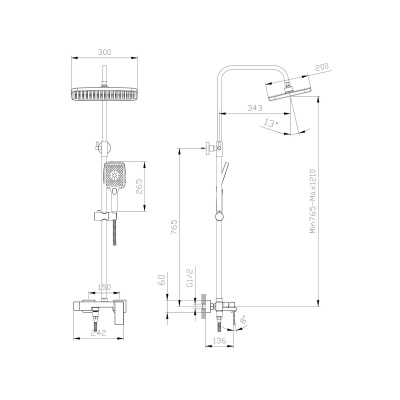 Душевая стойка со смесителем RUSH Thira TR3635-50White белый