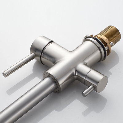 Смеситель для кухни Shevanik S128L с подключением фильтра питьевой воды, сатин