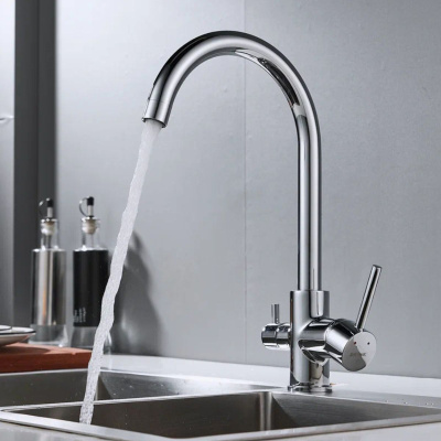 Смеситель для кухни Shevanik S128 с подключением фильтра питьевой воды, хром
