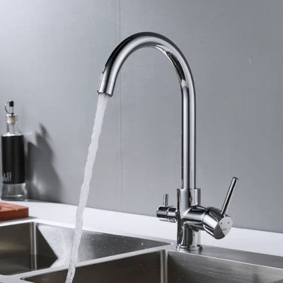 Смеситель для кухни Shevanik S128 с подключением фильтра питьевой воды, хром