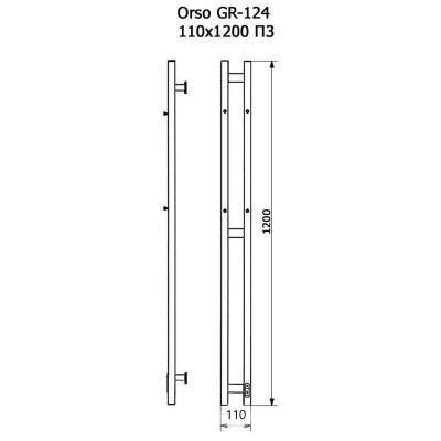 Полотенцесушитель электрический 95 Вт Grois Orso GR-124 110х1200 П3 grey R