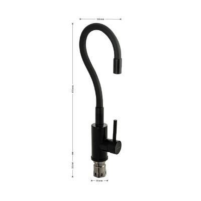 Смеситель для кухни САНАКС 13064 черный с гибким изливом из нержавеющей стали