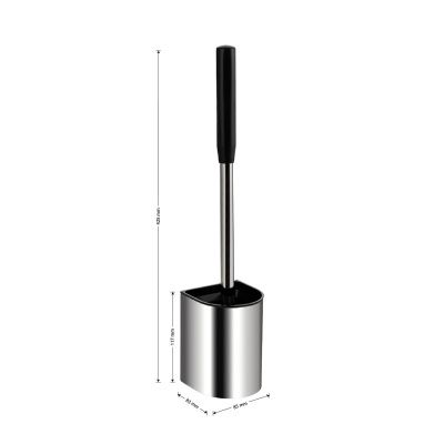 Ёрш для унитаза GFmark 80171 настенный хром, из нержавеющей стали, с силиконовой щеткой, с универсальным креплением (самоклеящееся/дюбель)
