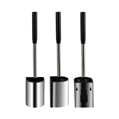 Ёрш для унитаза GFmark 80171 настенный хром, из нержавеющей стали, с силиконовой щеткой, с универсальным креплением (самоклеящееся/дюбель)