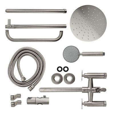 Душевая стойка со смесителем BRIMIX 9338 с длинным изливом из нержавеющей стали