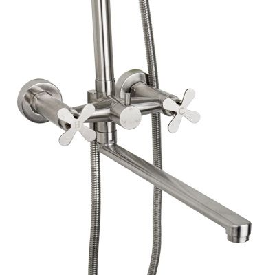 Душевая стойка со смесителем BRIMIX 9338 с длинным изливом из нержавеющей стали