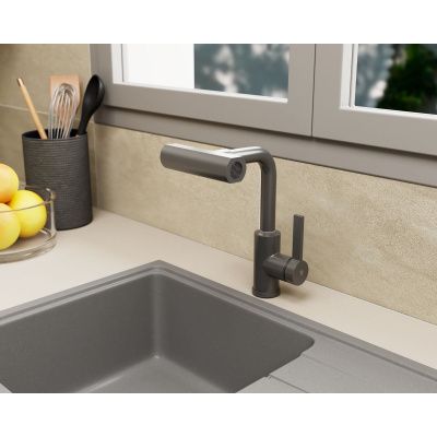 Смеситель для кухни RUSH Tinos TI3732-17 Grey серый графит, с поворотным аэратором, 4 режима