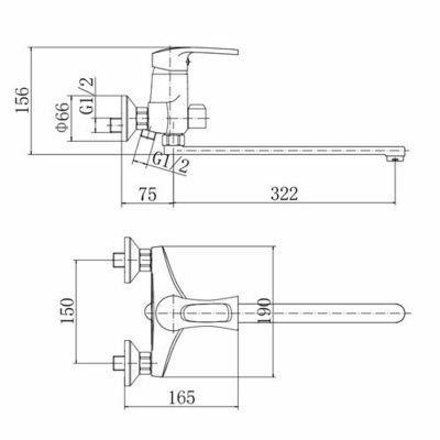 Смеситель для ванны FASHUN A2266 с длинным изливом 320 мм