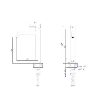 Смеситель для раковины высокий RUSH Melos SUS1101-12Grey, графит из нержавеющей стали