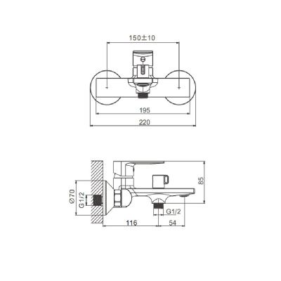 Смеситель для ванны BELZ B60678 хром