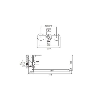 Смеситель для ванны BELZ B22678 хром