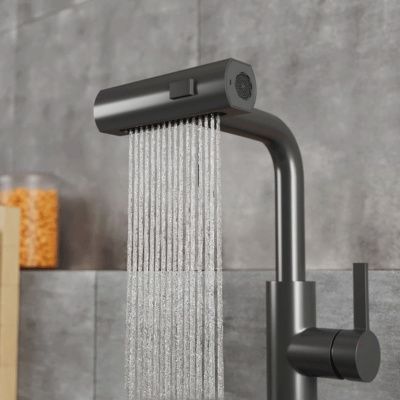 Смеситель для кухни RUSH Tinos TI3732-18Grey графит, с выдвижной лейкой, поворотным аэратором, 4 режима