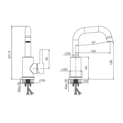 Смеситель для раковины BELZ B10810-5 золото, Серия B810, , BELZ