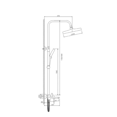 Душевая система с изливом BELZ B24713-8 верхний душ, лейка, белый, Душевые системы с изливом, , BELZ