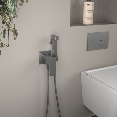 Смеситель c гигиеническим душем встраиваемый RUSH Thira TR3635-99Grey, графит, Коллекция Thira, , RUSH