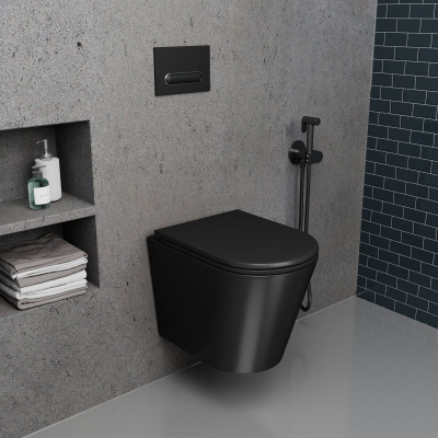 Унитаз подвесной безободковый D&K Venice DT1026025, 515*355*365 мм, сиденье микролифт, черный, D&K, , D&K