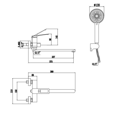 Смеситель для ванны Savol S-009024H, Коллекция S900, , SAVOL