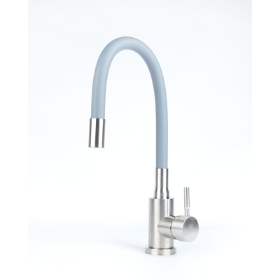 Смеситель для кухни Wasser Zimmer ZM-7728-2A-761 хром с гибким серым изливом, SUS304, Смесители Wasser Zimmer, , Wasser Zimmer
