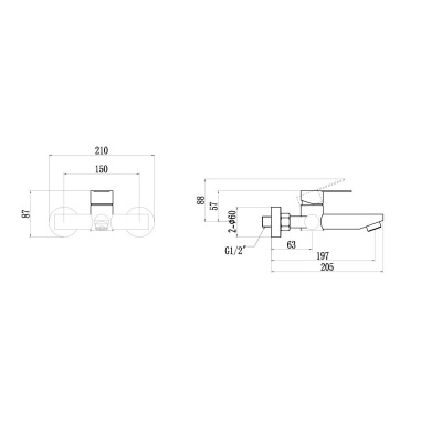 Смеситель для ванны Fmark FS8202Q без выхода на душ, графит