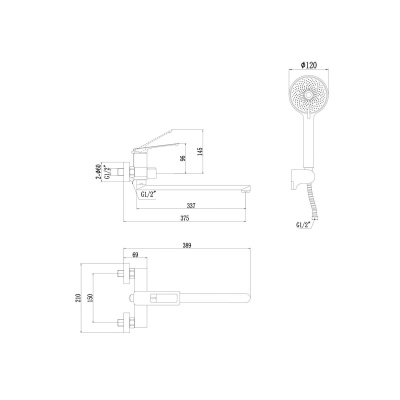 Смеситель для ванны Savol S-009024B, Коллекция S900, , SAVOL