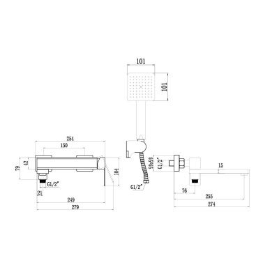 Смеситель для ванны Fmark FS8724-22C золотой