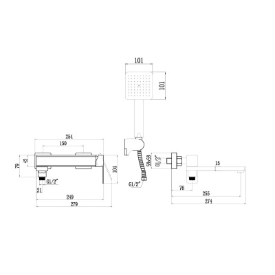 Смеситель для ванны Fmark FS8724-22Q,