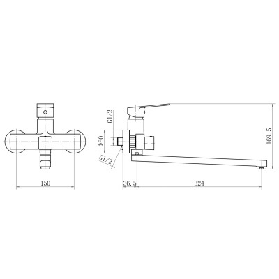 Смеситель для ванны PLStart PD22015 с длинным изливом, Смесители ТМ PLStart, , FASHUN
