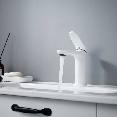 Cмеситель для раковины Shevanik S4301C белый матовый, Коллекция S43, , Shevanik