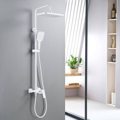 Душевая система Shevanik S4436C верхний душ, лейка, белая, Коллекция S44, , Shevanik