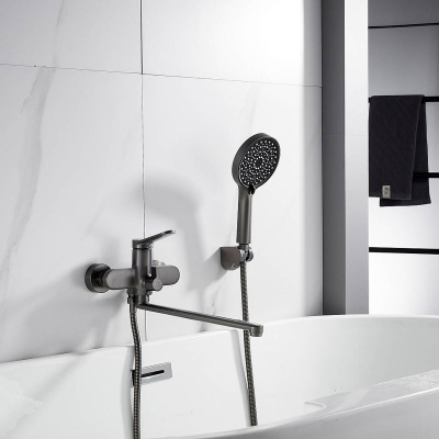 Cмеситель для ванны Shevanik S4322T оружейная сталь, Коллекция S43, , Shevanik