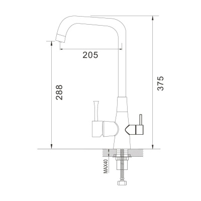 Смеситель для кухни Shevanik S528L с подключением фильтра питьевой воды, сатин, Смесители с подключением к фильтру питьевой воды, , Shevanik