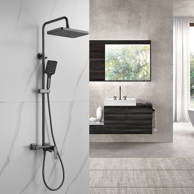 Душевая система Shevanik S4226T верхний душ, лейка, оружейная сталь, Коллекция S42, , Shevanik