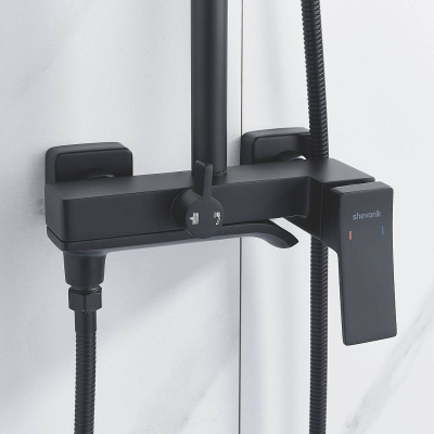 Душевая система Shevanik S4436H верхний душ, лейка, черная, Коллекция S44, , Shevanik